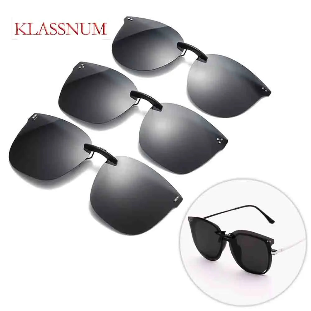 Polarized Flip-Up Square Sunglasses – Aluminum Clip-On for Myopia Glasses