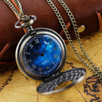 Antique Blue Dial Pocket Watch – Vintage Pendant Necklace for Holiday Gift