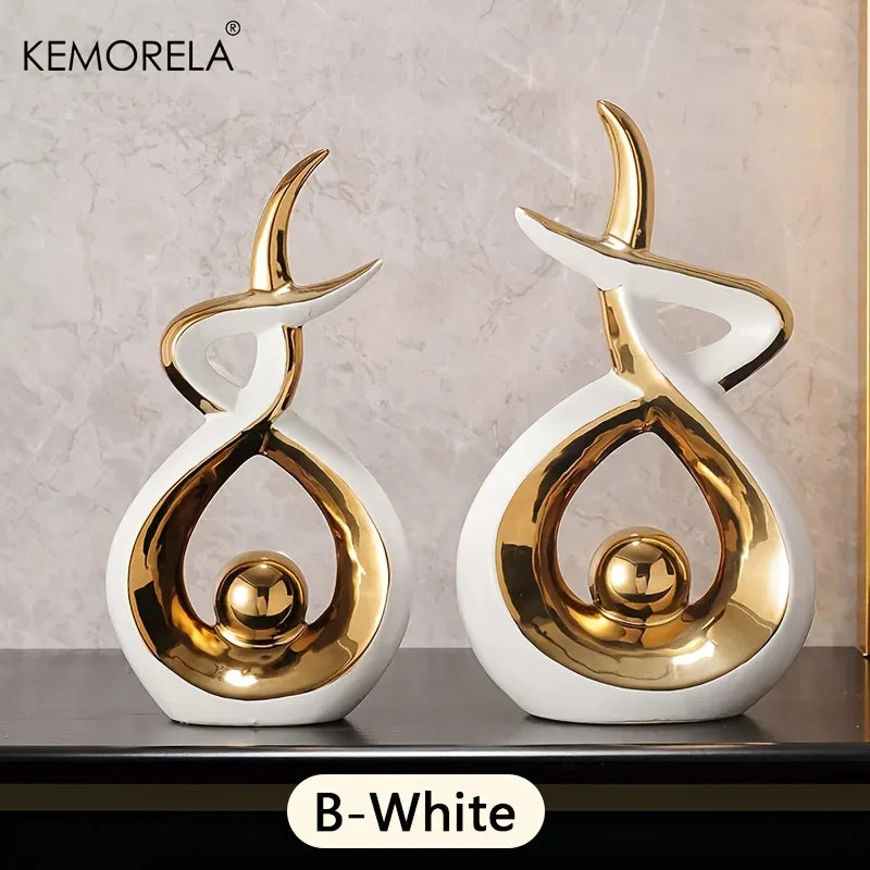 Abstract Ceramic Statue – Modern Sculptural Ornament for Home Decor Table