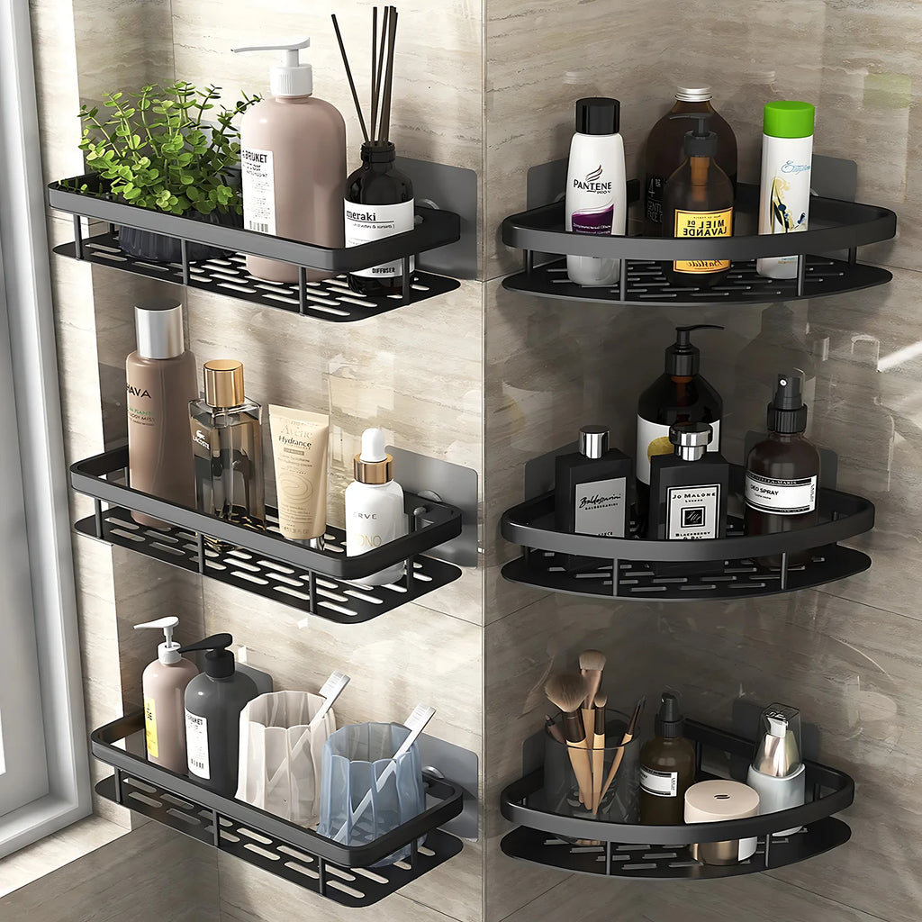 Adhesive Corner Shower Shelf – No Drill Wall Storage for Bathroom Organization