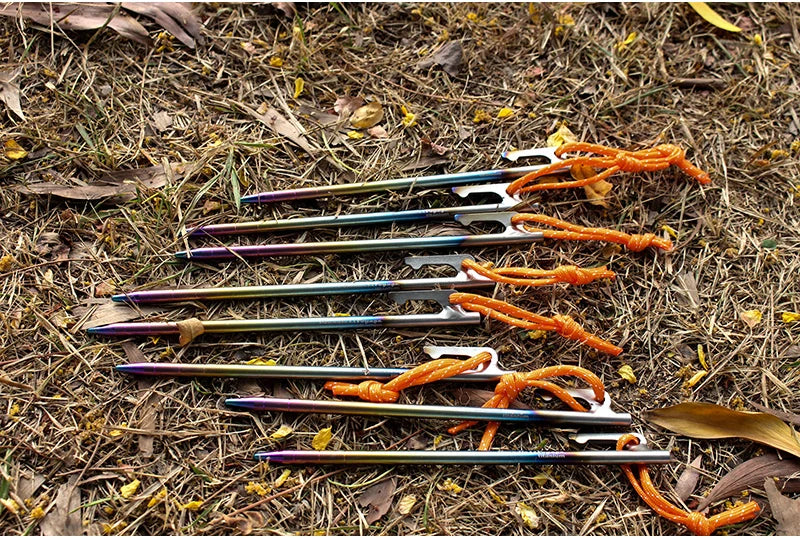 Titanium Camping Tent Stakes – Heavy Duty Metal Pegs for Outdoor Hiking