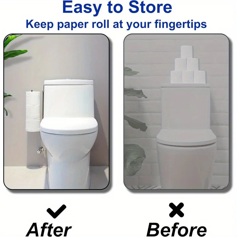 Adhesive Toilet Paper Holder – Wall Mount Bathroom Organizer for Kitchen Storage