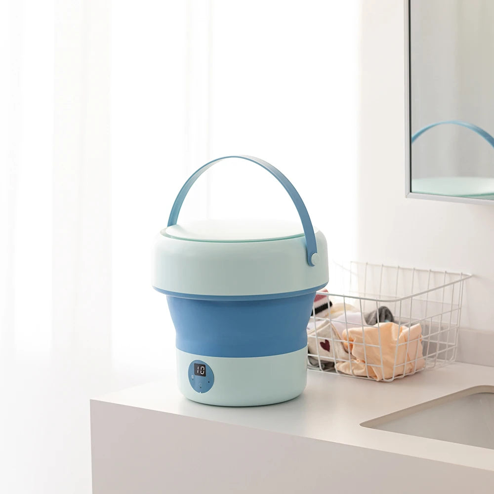 Portable Folding Washing Machine – Ultrasonic Mini Washer for Travel and Home