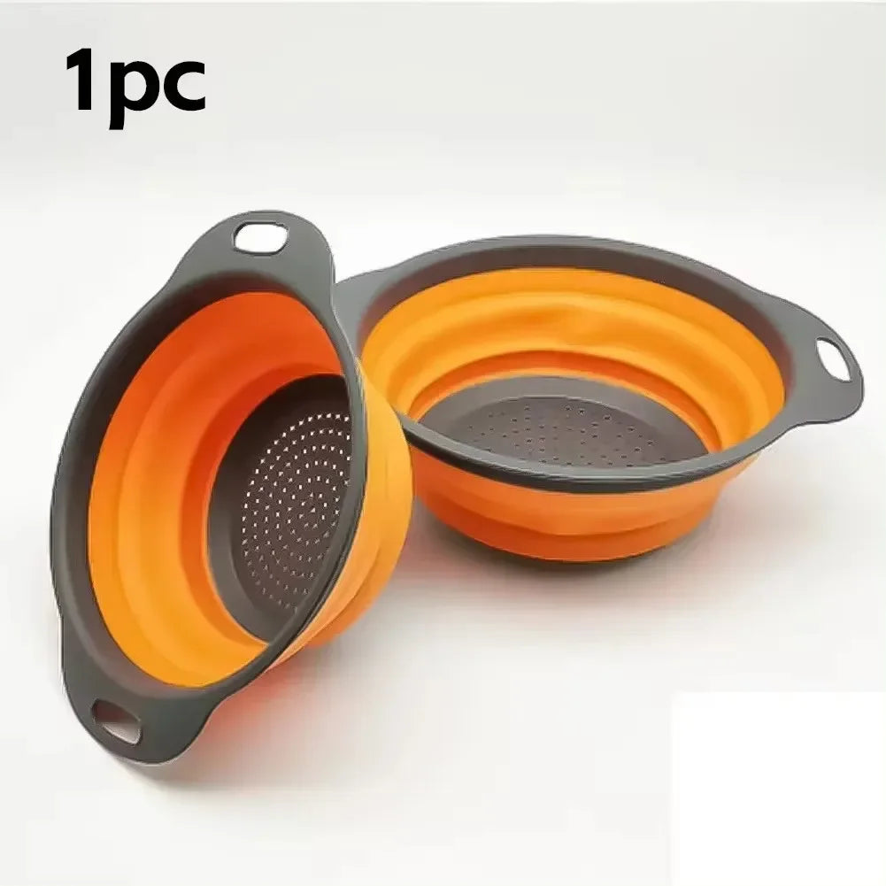 Collapsible Silicone Colander – Foldable Strainer for Kitchen Food Washing