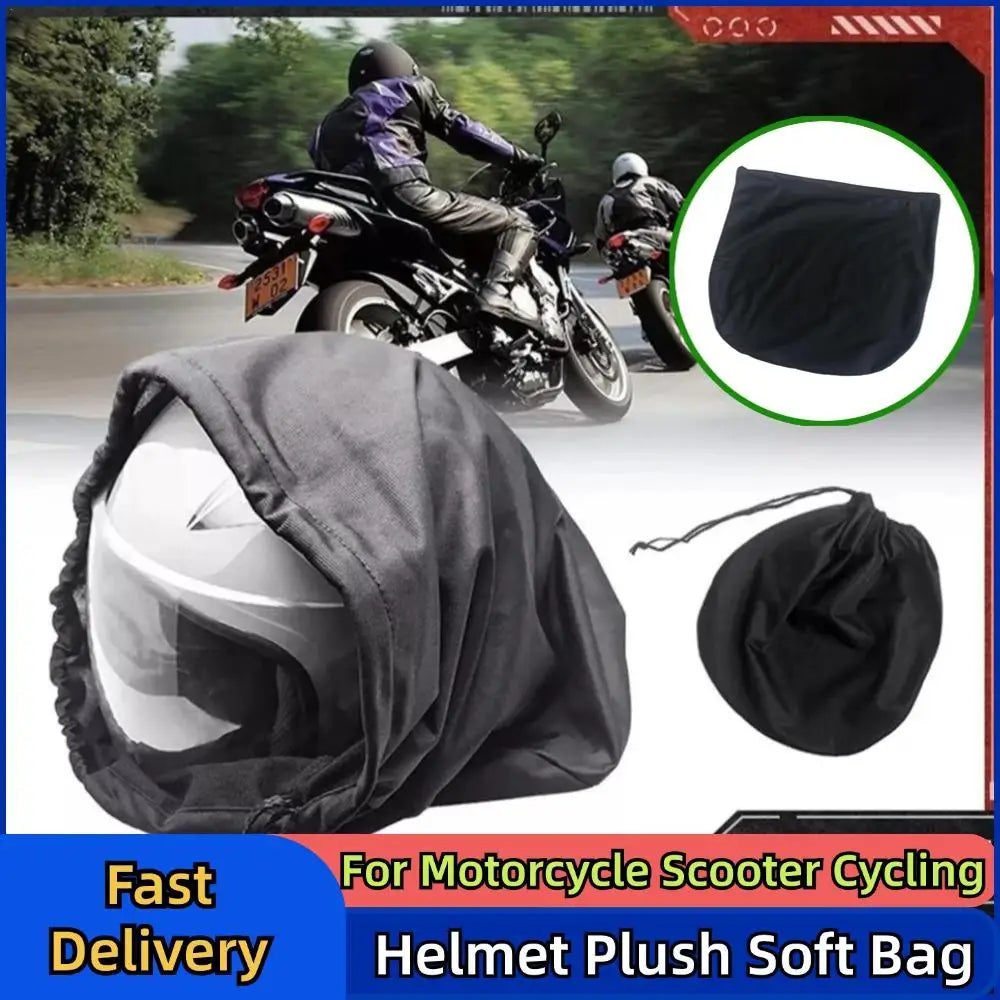 Plush Motorcycle Helmet Bag – Soft Drawstring Protective Carrier for Cycling