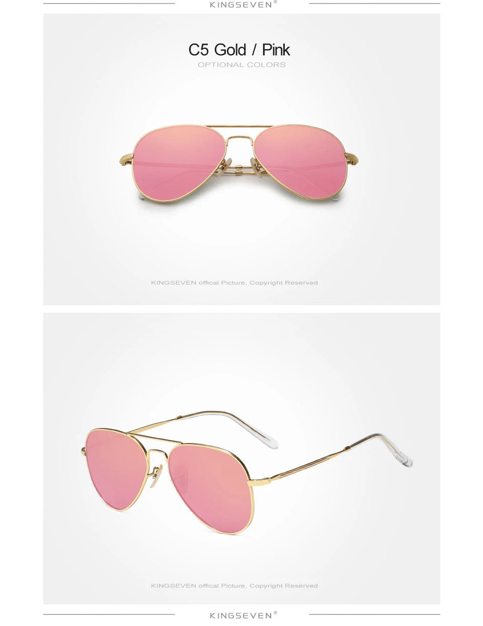 KINGSEVEN Alloy Pilot Sunglasses – Polarized UV400 Eyewear for Women Retro Style