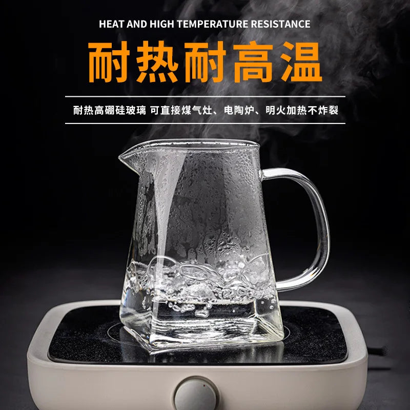 Glass Tea Infuser Pot – Heat Resistant Square Kettle for Loose Leaf Brewing