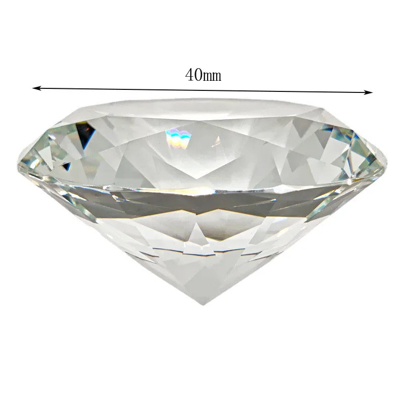 Crystal Diamond Paperweight – Large Cut Glass Gemstone for Wedding Decor