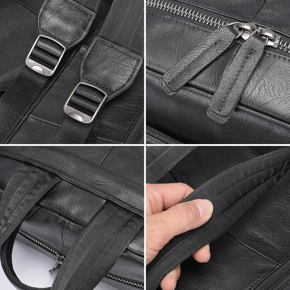 Genuine Leather Laptop Backpack – 14 Inch Business Bag for Men