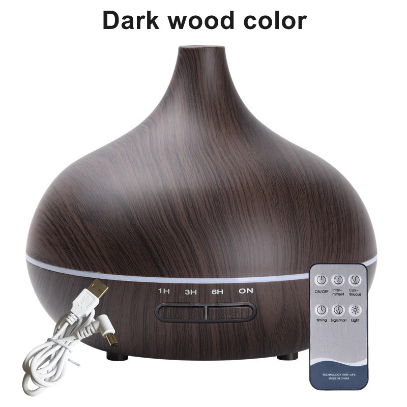 Wood Grain Aroma Diffuser – 550ml USB Humidifier for Home Relaxation