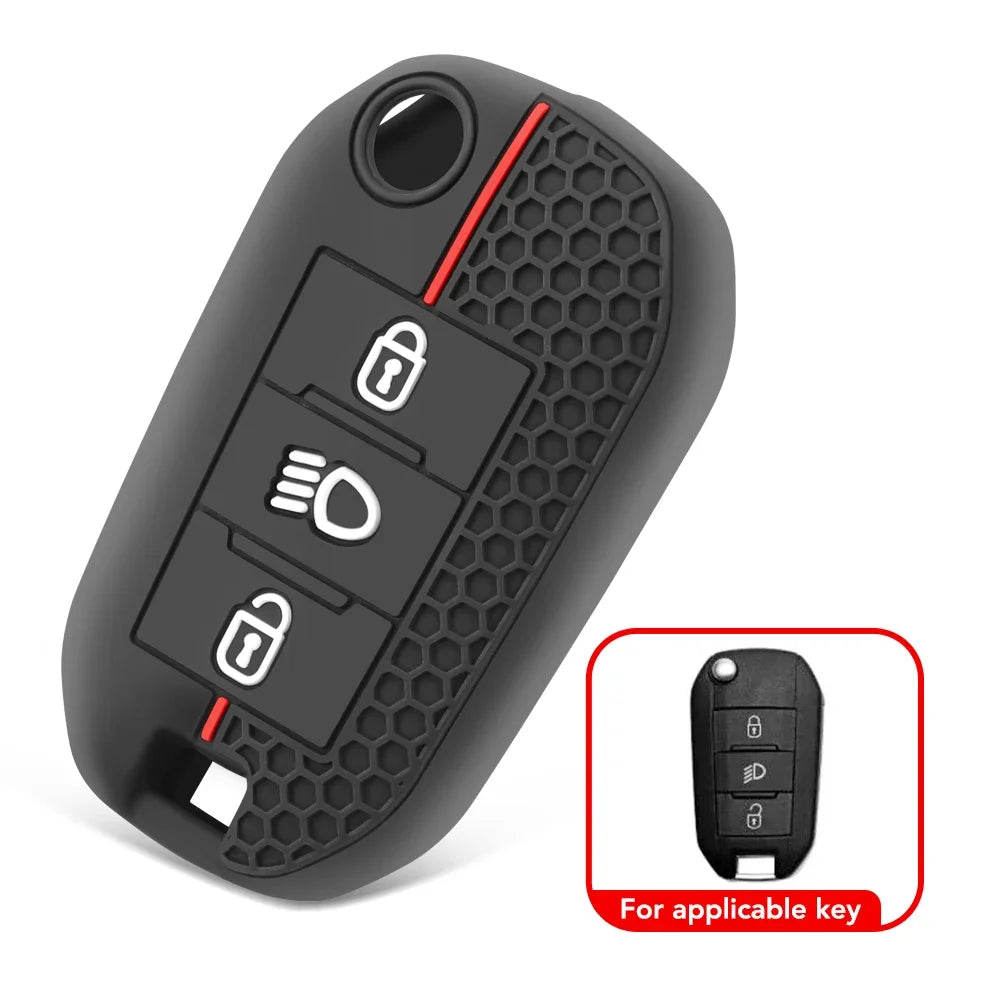 Silicone Car Key Cover – Protective Remote Fob Case for Citroen and Peugeot