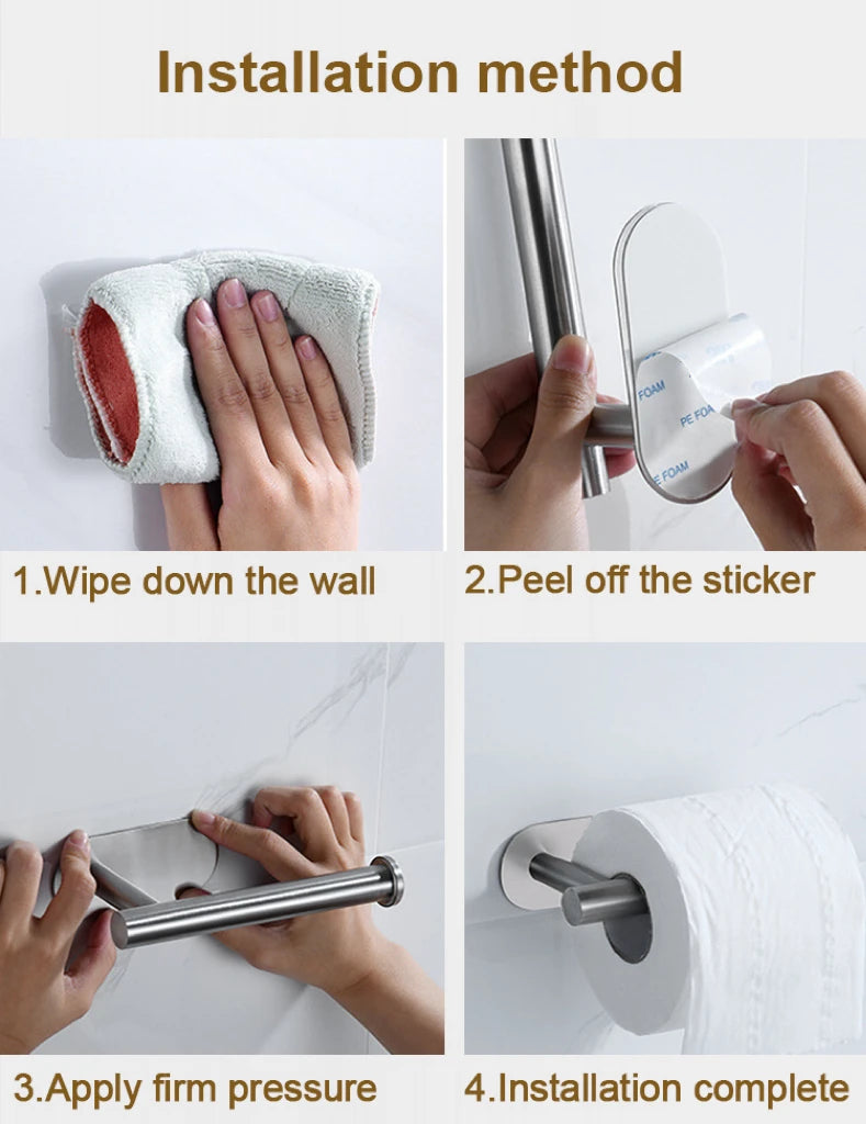 Stainless Steel Paper Towel Holder – Adhesive Wall Mount for Kitchen
