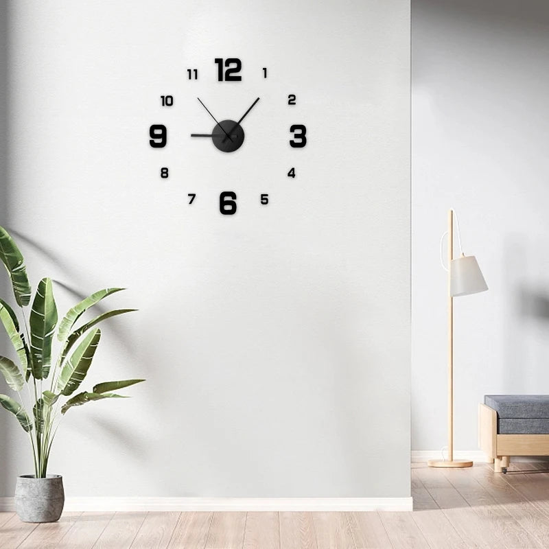 Frameless DIY Wall Clock – Modern Silent Decal for Home and Office Decor