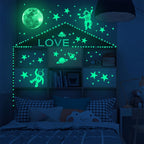 Glow in the Dark Planet Wall Decals – Luminous Moon and Stars for Kids Bedroom
