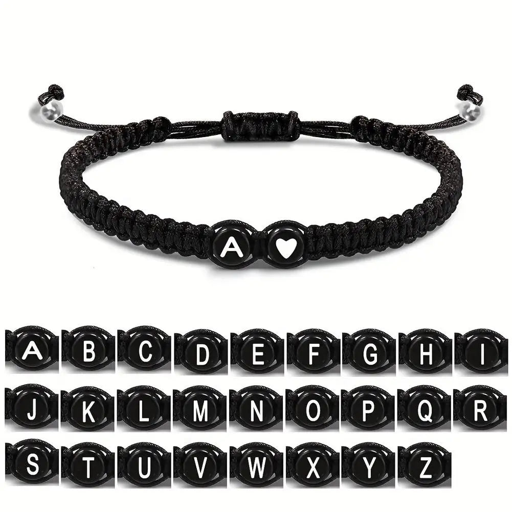 Initial Heart Braided Bracelet – Adjustable A-Z Friendship Jewelry for Gifts