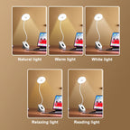 Clip-On LED Desk Lamp – Dimmable Eye-Protection Light for Reading and Study