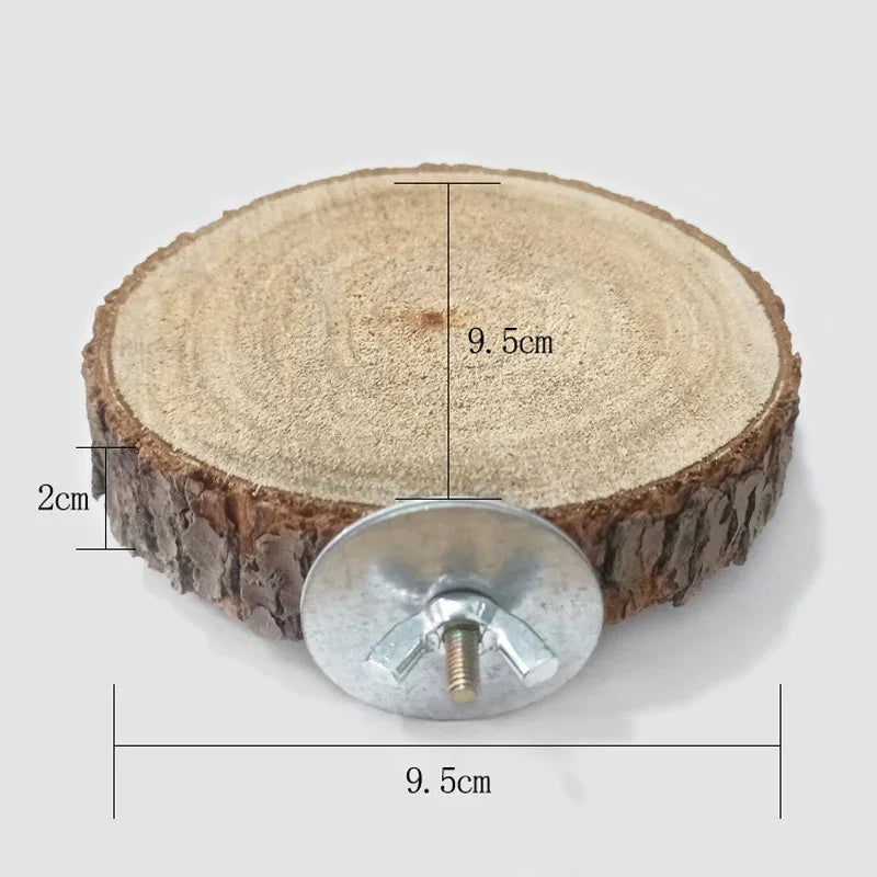 Wooden Pet Perch Platform – Natural Branch Stand for Bird and Hamster Cages