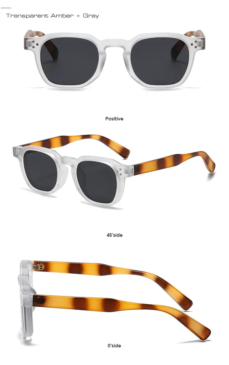 Vintage Rivet Oval Sunglasses – Leopard Anti Blue Light Frames for Men and Women
