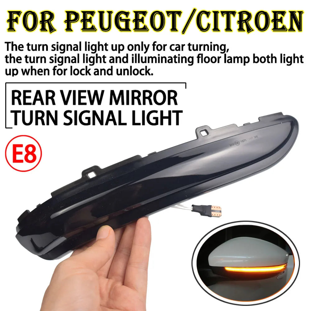 Dynamic LED Side Mirror Turn Signals – Sequential Indicators for Peugeot Citroen