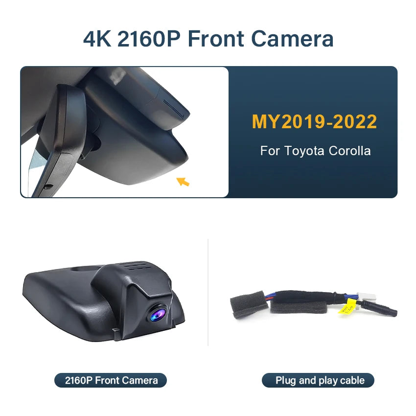 4K Dual Lens Dash Cam – Integrated WiFi DVR for Toyota Corolla E210