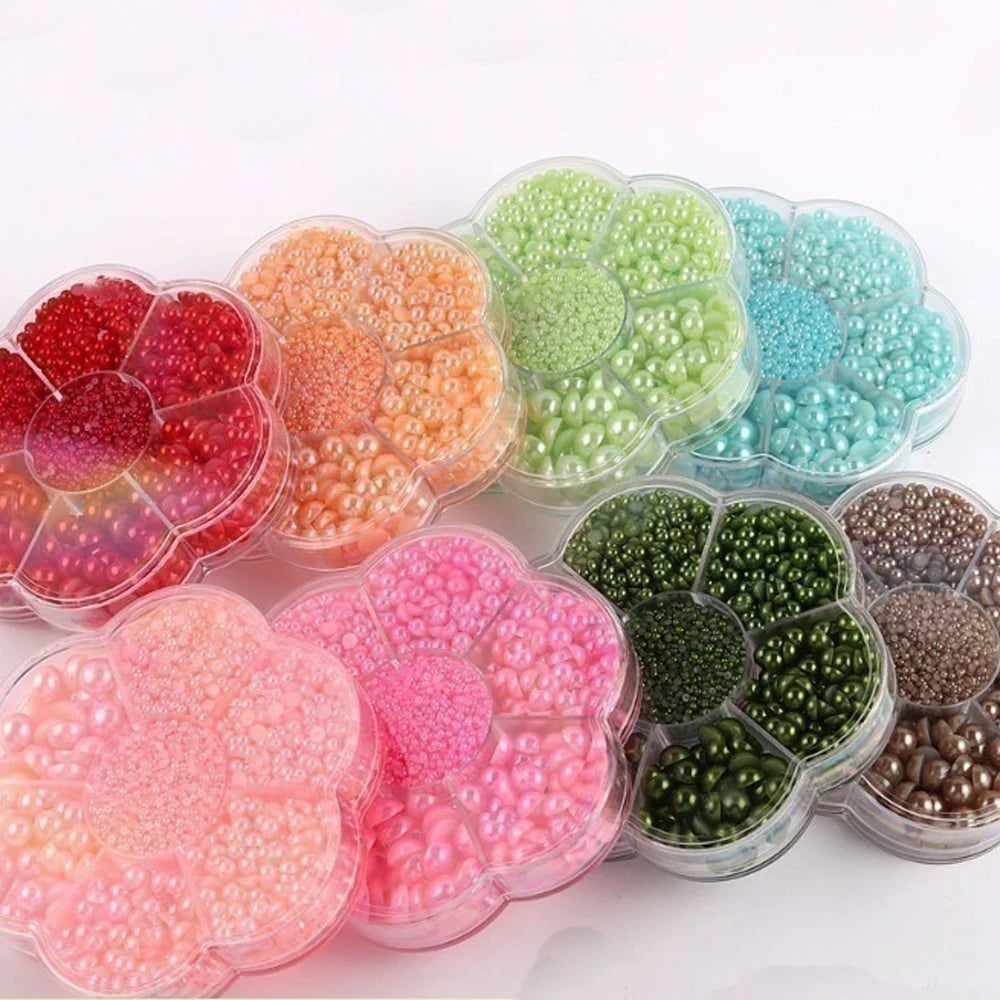 Half Round Flatback Pearl Beads – Assorted Sizes for DIY Jewelry and Nail Art