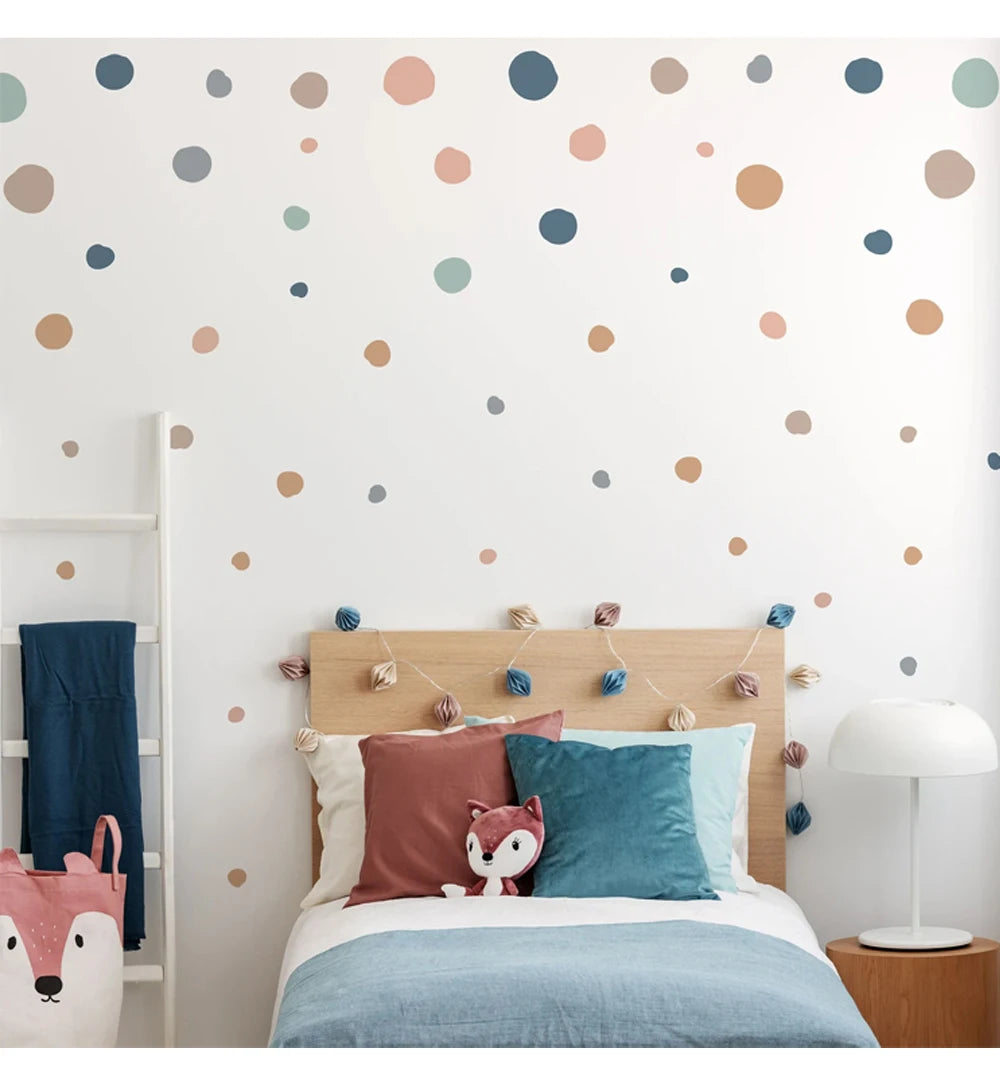 Boho Polka Dot Wall Decals – Colorful Removable Nursery Decor for Kids Room