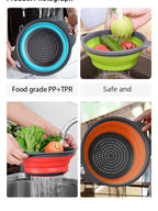 Collapsible Silicone Colander – Foldable Strainer for Kitchen Fruit Washing