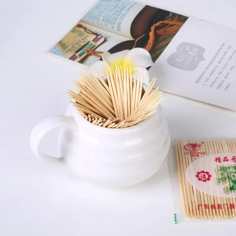 Natural Bamboo Toothpicks – Sturdy Wood Dental Picks for Home and Restaurant