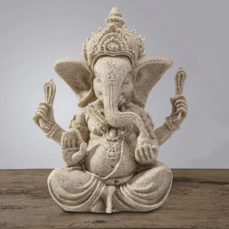 Sandstone Ganesha Elephant Statue – Handcrafted Figurine for Home Decor