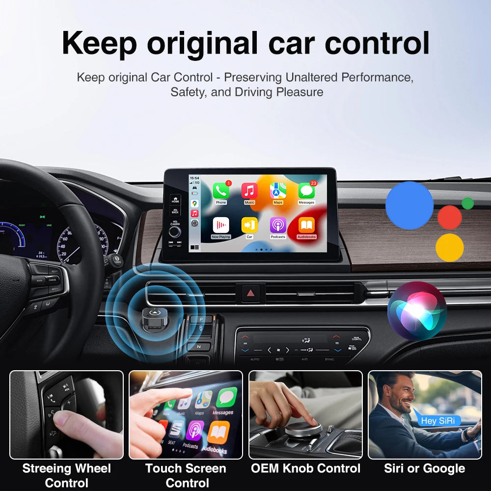Wireless CarPlay Adapter – 2-in-1 USB Dongle for Apple iPhone and Android Auto