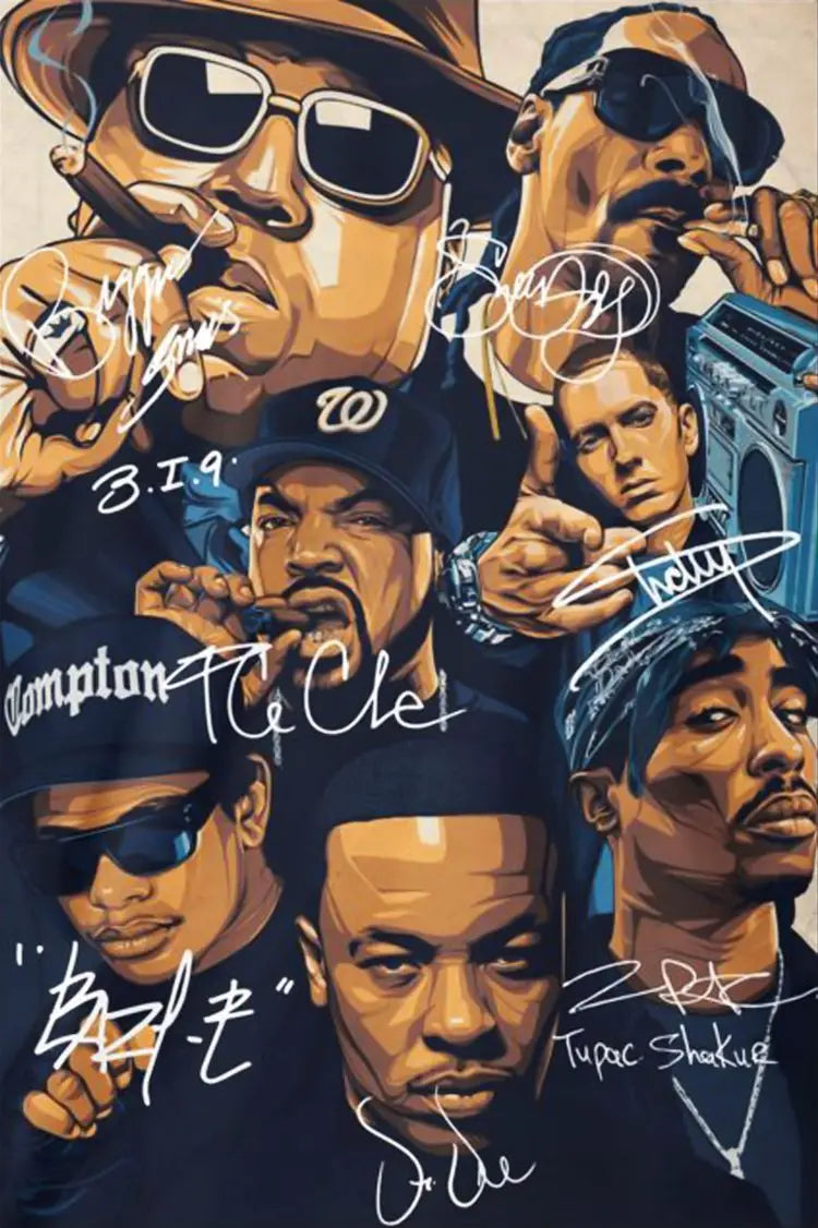 Hip Hop Canvas Wall Art – Notorious BIG and Tupac Poster for Home Decor