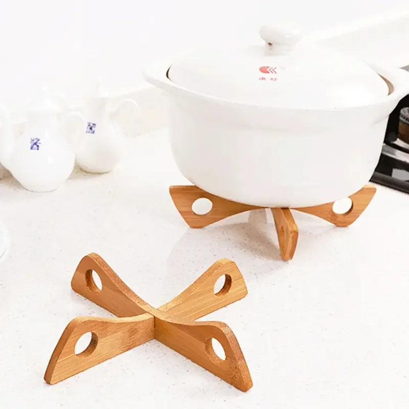 Wooden Cross Trivet – Heat-Resistant Foldable Mat for Kitchen Dining