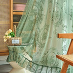 Floral Ruffled Tulle Curtain – Sheer Jacquard Lace Drapes for Living Room