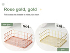 Gold Iron Storage Basket – Geometric Desktop Organizer for Makeup Brushes