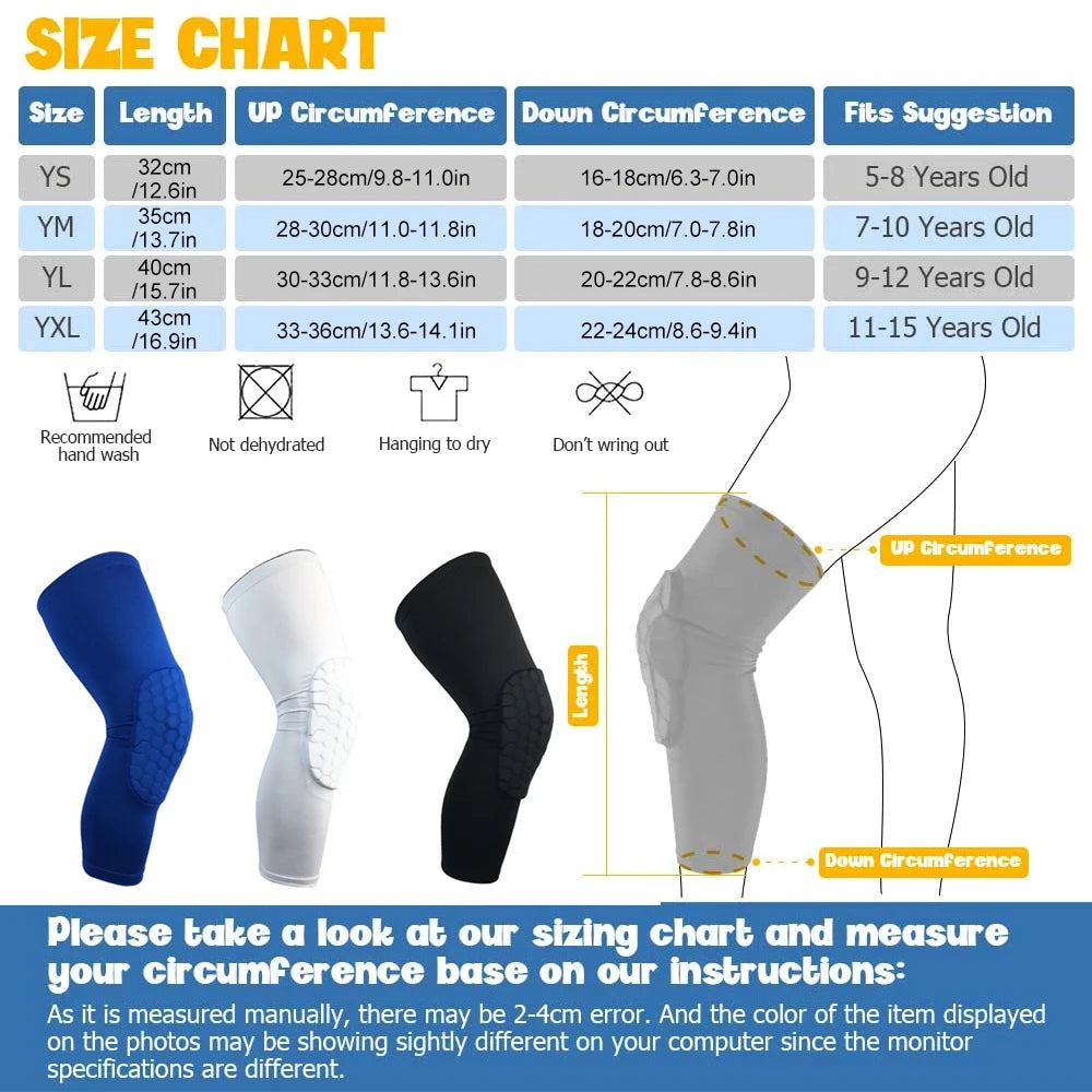 Honeycomb Compression Knee Guards – Youth Protective Gear for Sports