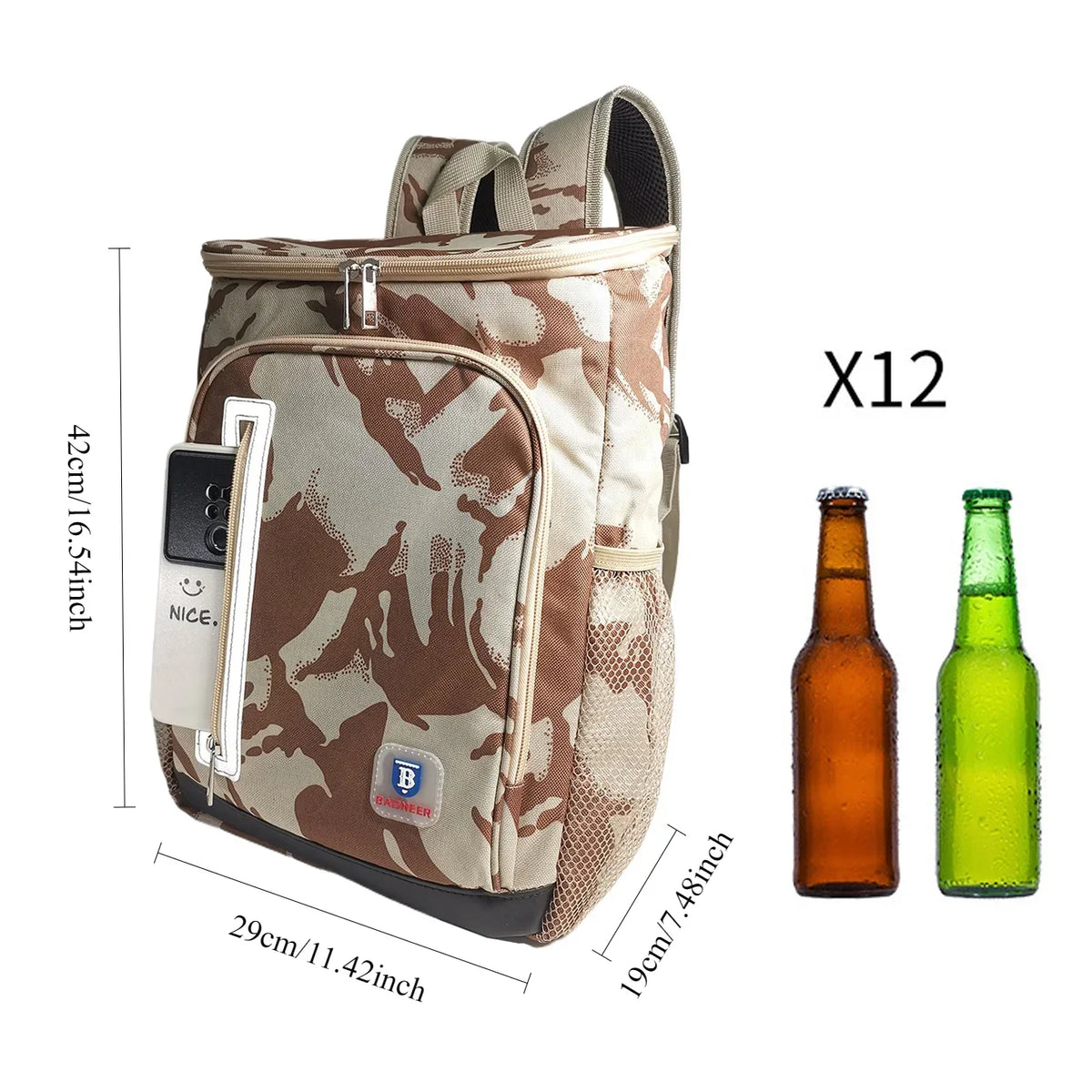 Insulated Cooler Backpack – 20L Leakproof Bag for Picnic Camping and Travel