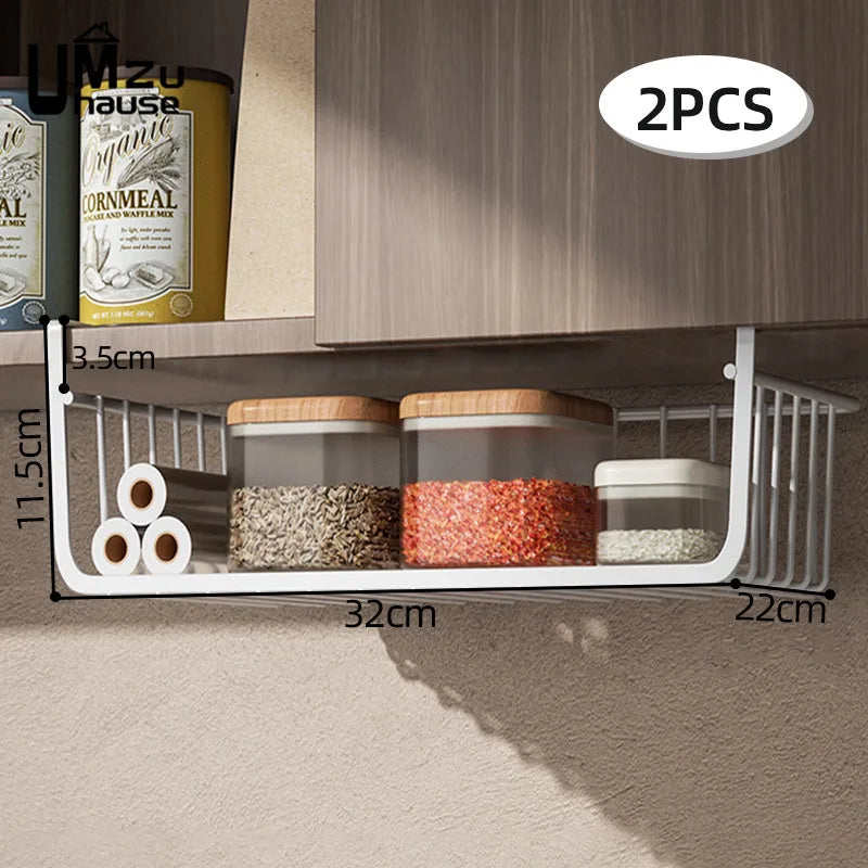 Iron Under Cabinet Hanging Baskets – Heavy Duty Storage for Kitchen Pantry