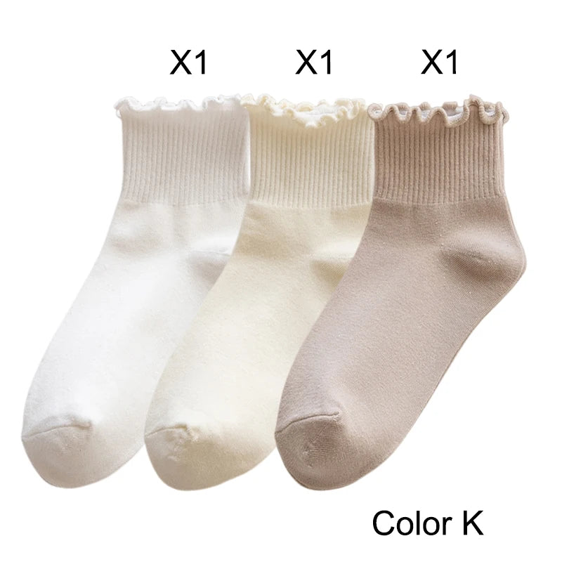 Ruffled Ankle Socks – Breathable Japanese Style Kawaii Hosiery for Women