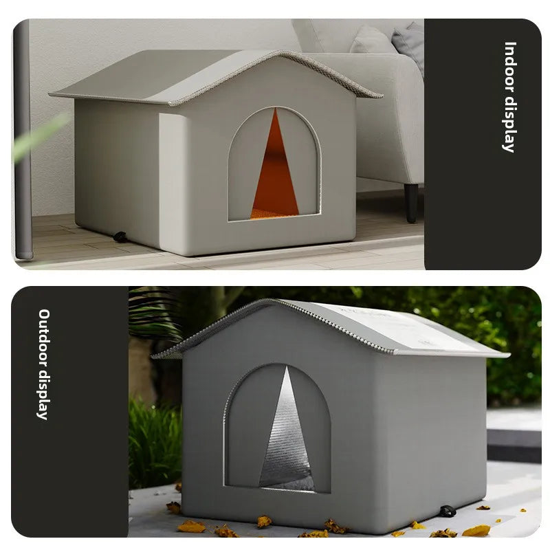 Waterproof Outdoor Pet House – Foldable Winter Cave for Small Dogs and Cats