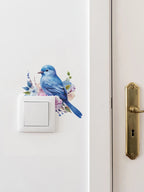 Cartoon Bird and Plant Wall Decal – Decorative Vinyl Sticker for Home Decor