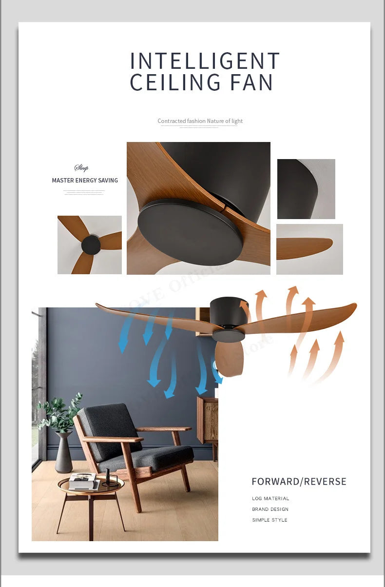 Modern DC Motor Ceiling Fan – Low Profile Minimalist for Home Decor