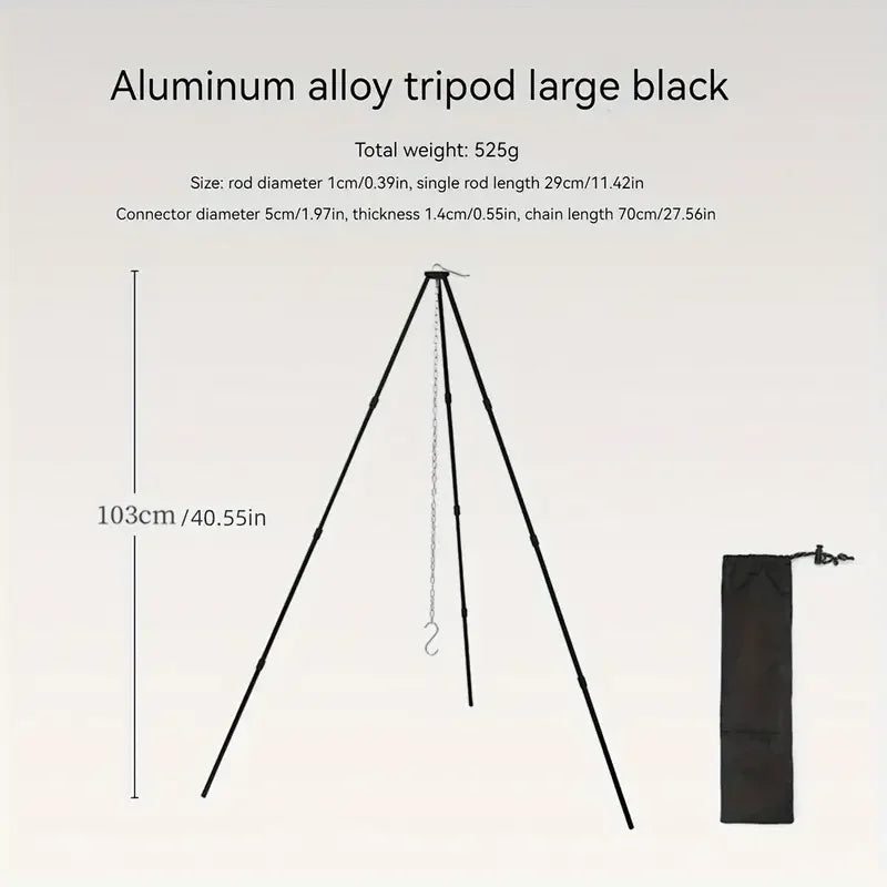Adjustable Campfire Tripod – Stable Hanging Pot Stand for Outdoor Cooking