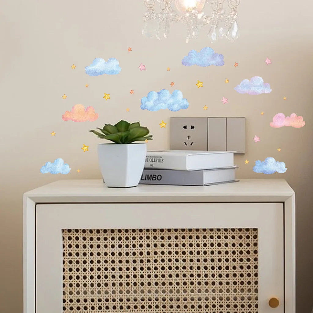 Luminous Cloud and Star Wall Stickers – Glow in the Dark Nursery Decor