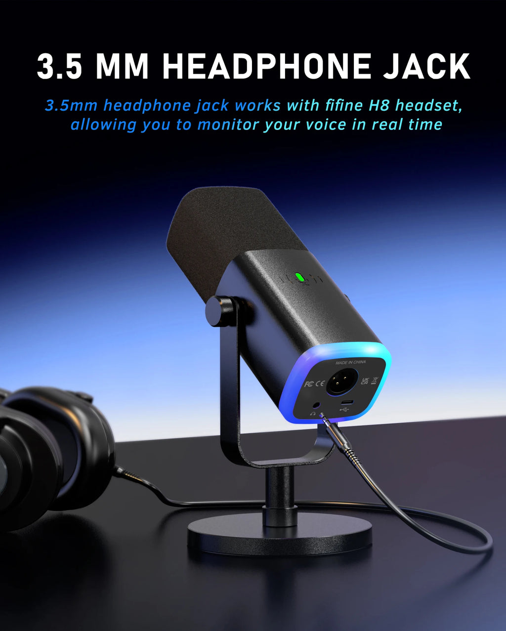 USB XLR Dynamic Microphone – Touch Mute Studio Mic for Gaming and Podcasting