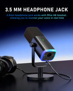 USB XLR Dynamic Microphone – Touch Mute Studio Mic for Gaming and Podcasting