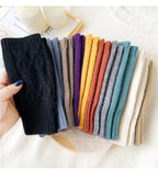 Soft Wool Half Finger Gloves – Warm Knit Arm Mittens for Winter Outdoor