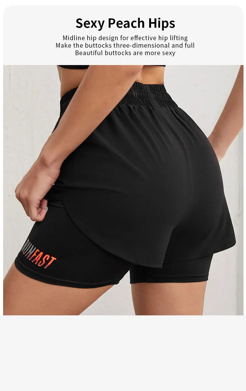 High Rise Yoga Shorts – Two-in-One Athletic Apparel for Gym Running