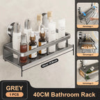 Aluminum Bathroom Shelf – No-Drill Suction Cup Organizer for Toilet Wall