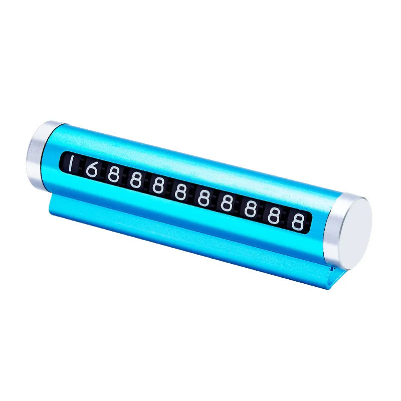 Rotating Metal Parking Number Plate – Aluminum Auto Dashboard Contact Sign