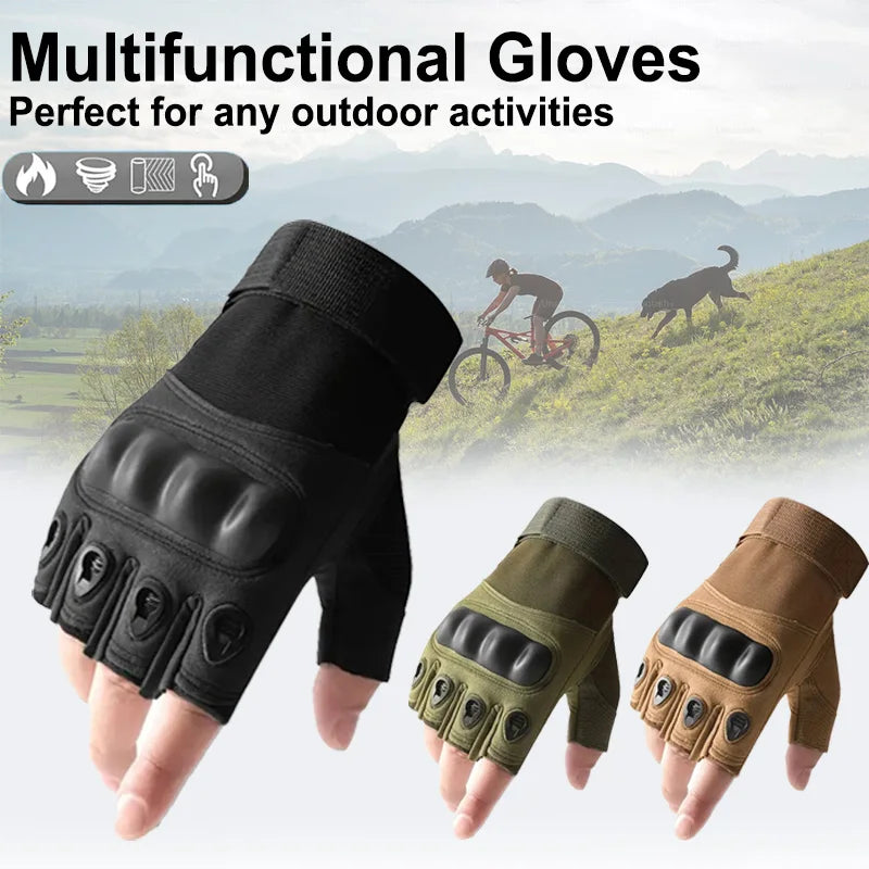 Tactical Fingerless Gloves – Hard Shell Knuckle Protection for Outdoor Sports